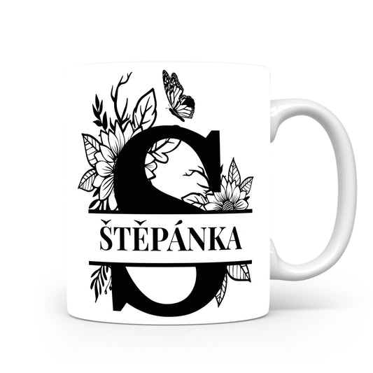 Hrnek se jménem ŠTĚPÁNKA | Květinový monogram