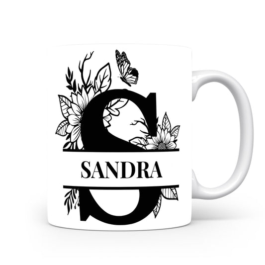 Hrnek se jménem Sandra | Květinový monogram