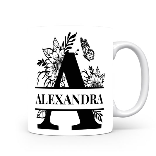 Hrnek se jménem Alexandra | Květinový monogram