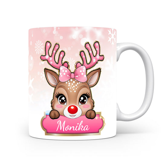 Dětský hrnek se jménem Monika | Sobí motiv pro holky