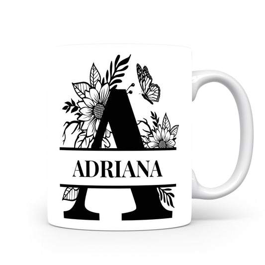 Hrnek se jménem ADRIANA | Květinový monogram