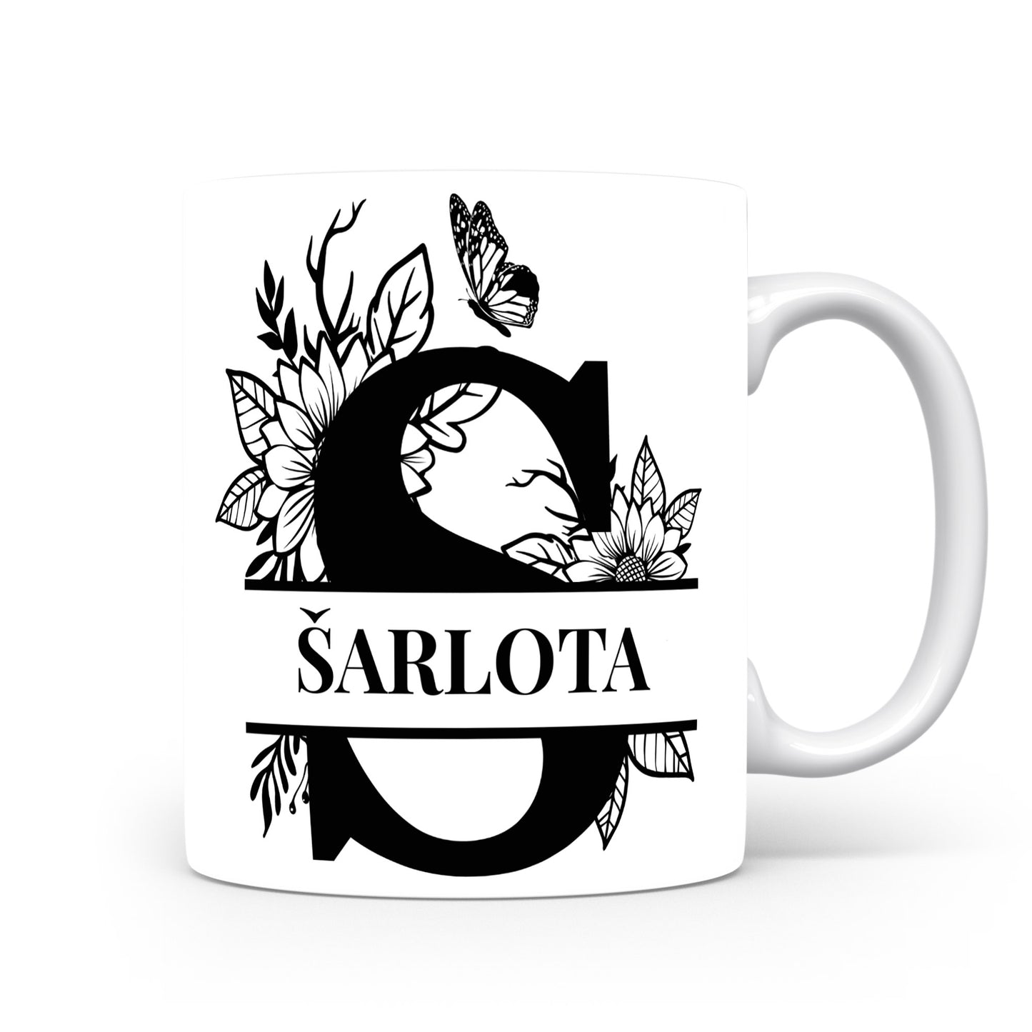 Hrnek se jménem Šarlota | Květinový monogram