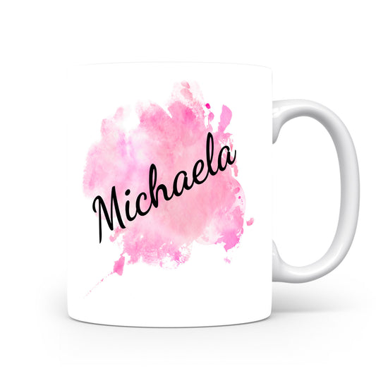 Hrnek se jménem Michaela | Růžový akvarelový hrnek