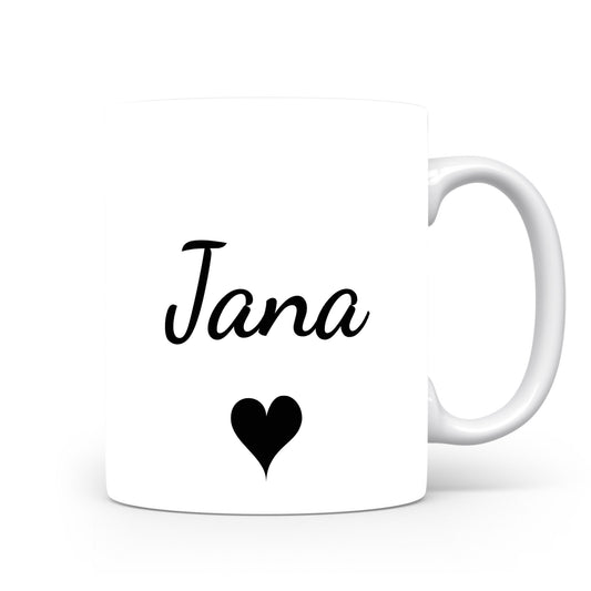 Hrnek se jménem Jana | Romantický hrnek se srdcem