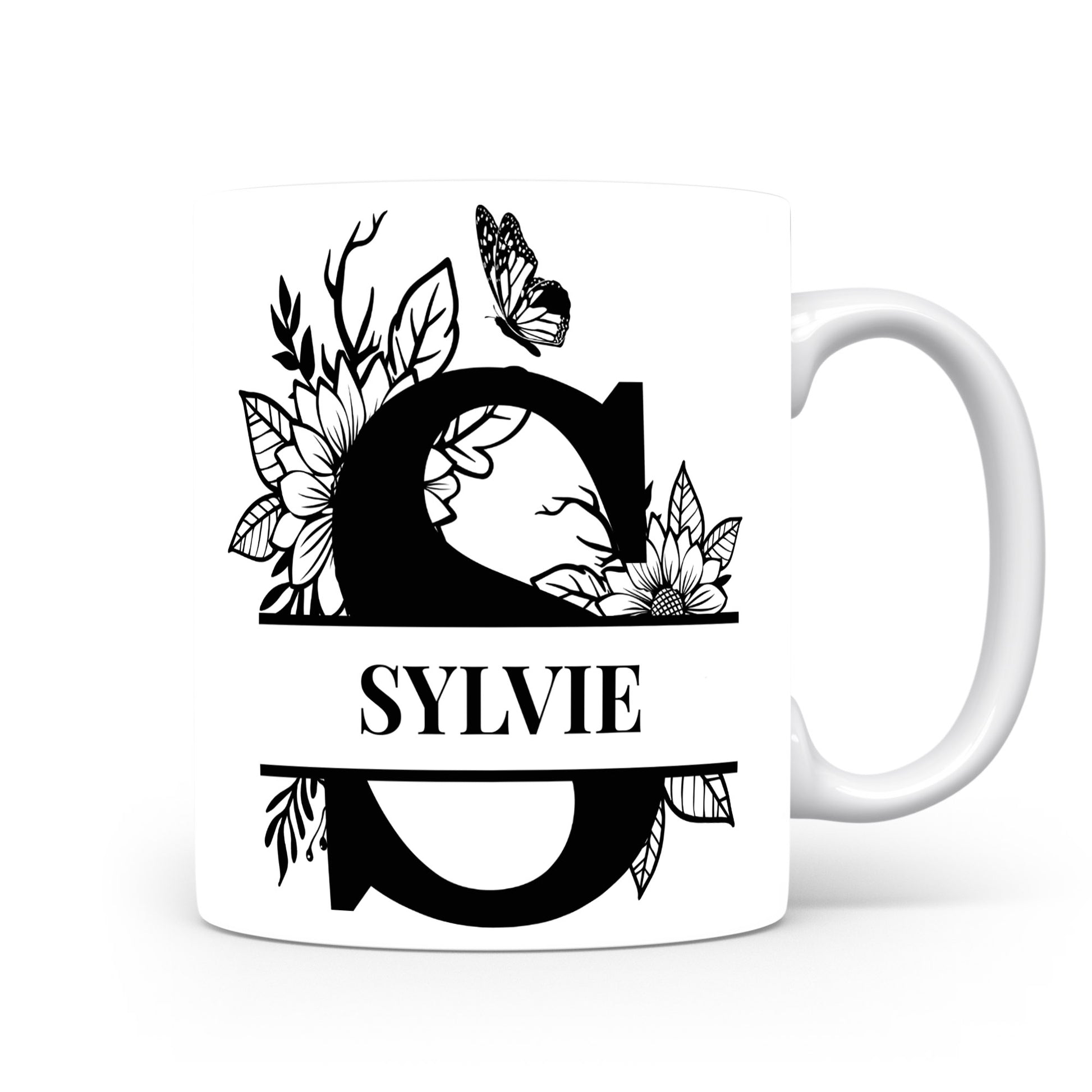 Hrnek se jménem SYLVIE | Květinový monogram
