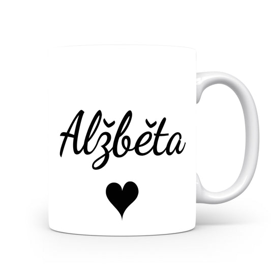Hrnek se jménem Alžběta | Romantický hrnek se srdcem