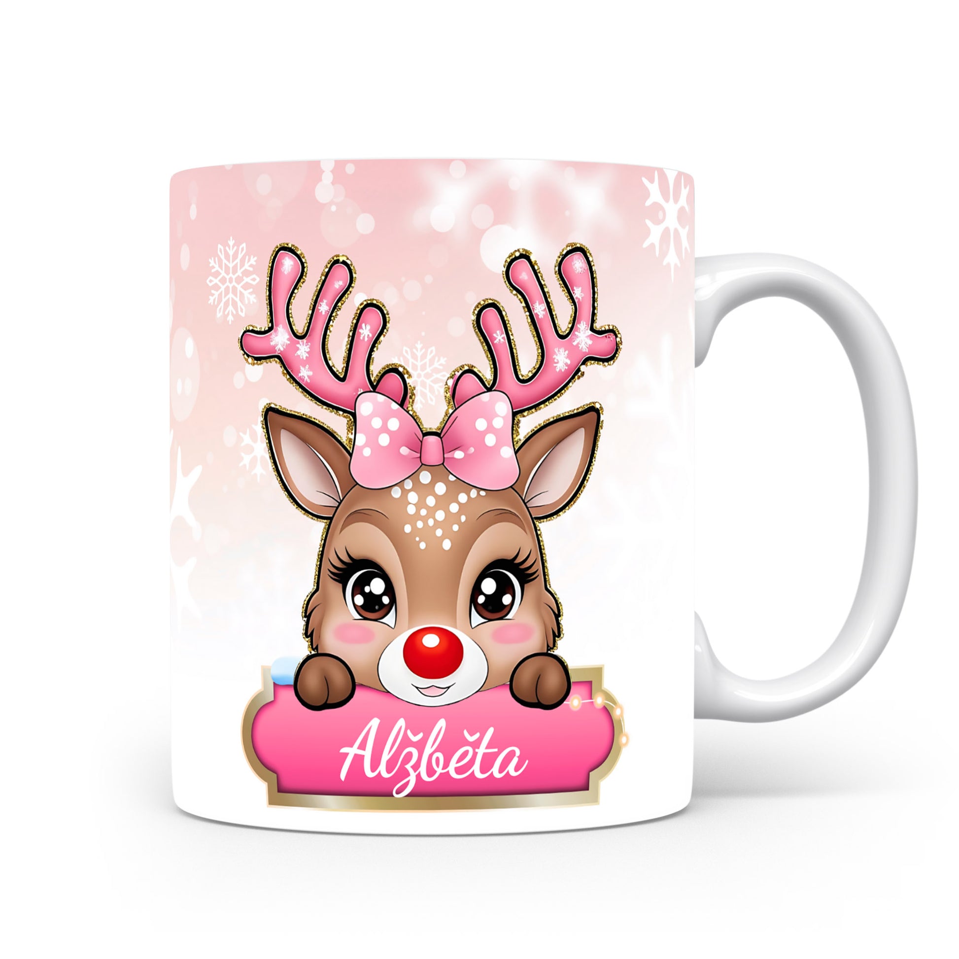 Dětský hrnek se jménem Alžběta | Sobí motiv pro holky