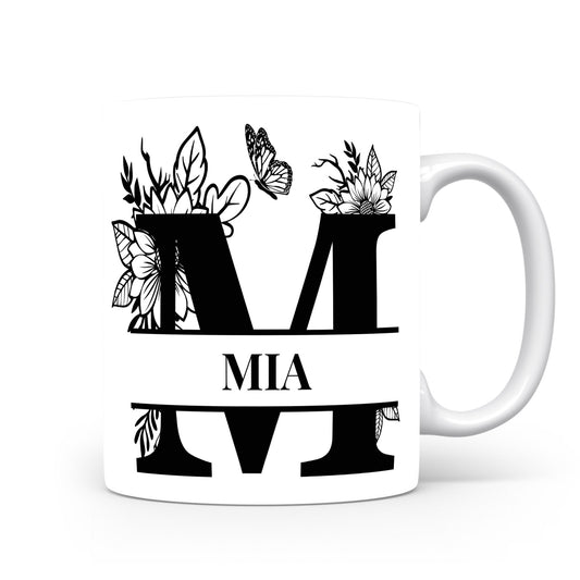 Hrnek se jménem Mia | Květinový monogram
