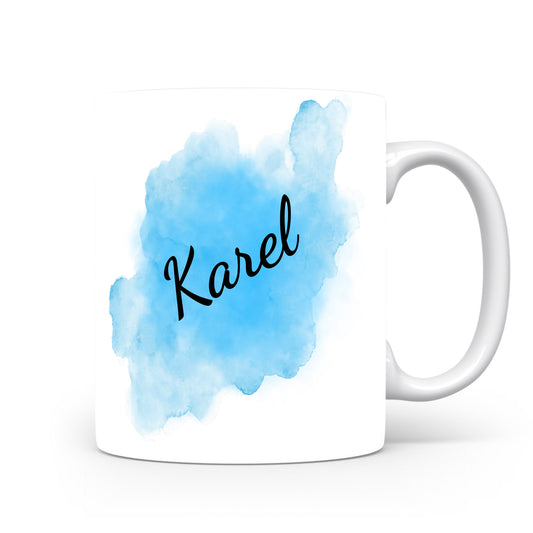Hrnek se jménem Karel | Modrý akvarelový hrnek