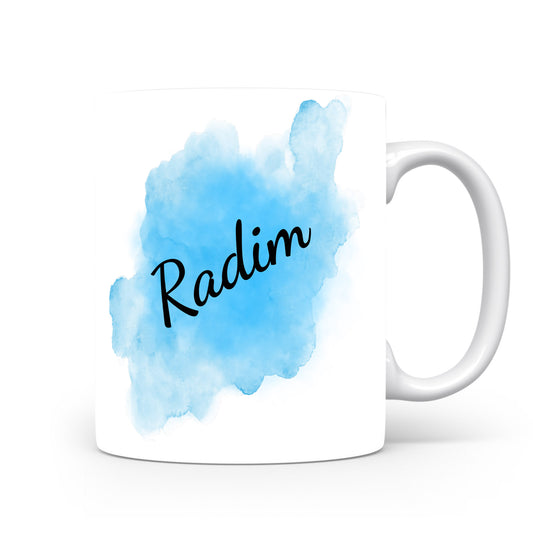 Hrnek se jménem Radim | Modrý akvarelový hrnek