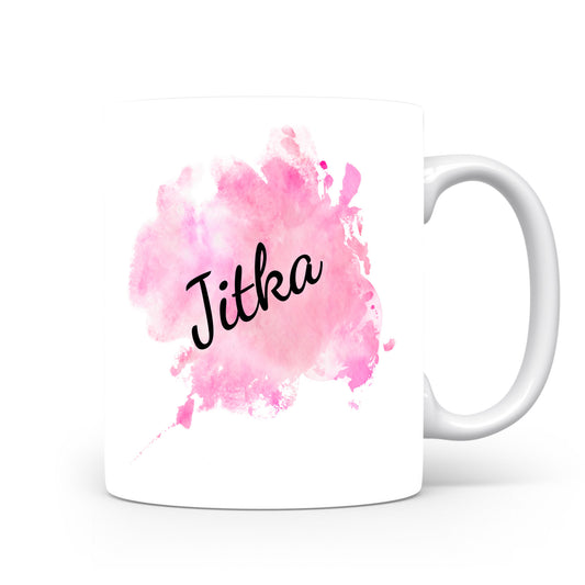 Hrnek se jménem Jitka | Růžový akvarelový hrnek