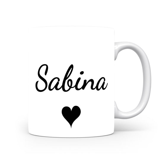 Hrnek se jménem Sabina | Romantický hrnek se srdcem
