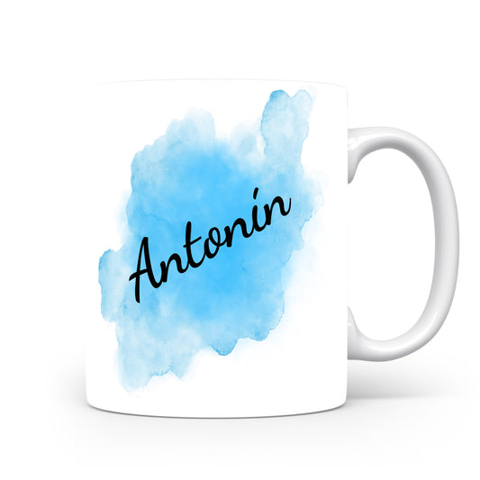 Hrnek se jménem Antonín | Modrý akvarelový hrnek