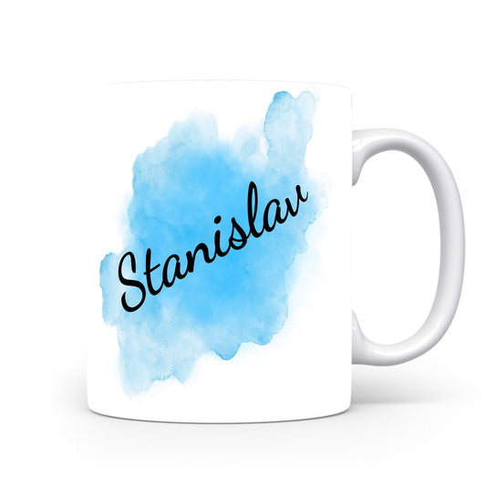 Hrnek se jménem Stanislav | Modrý akvarelový hrnek