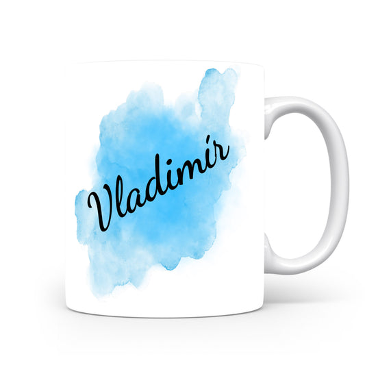 Hrnek se jménem Vladimír | Modrý akvarelový hrnek