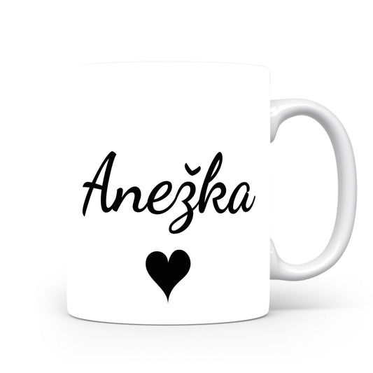 Hrnek se jménem Anežka | Romantický hrnek se srdcem