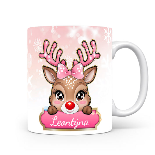 Dětský hrnek se jménem Leontýna | Sobí motiv pro holky