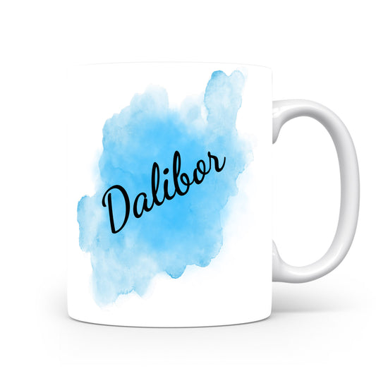 Hrnek se jménem Dalibor | Modrý akvarelový hrnek