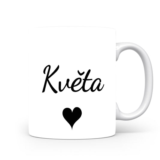 Hrnek se jménem Květá | Romantický hrnek se srdcem