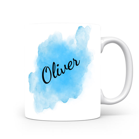 Hrnek se jménem Oliver | Modrý akvarelový hrnek