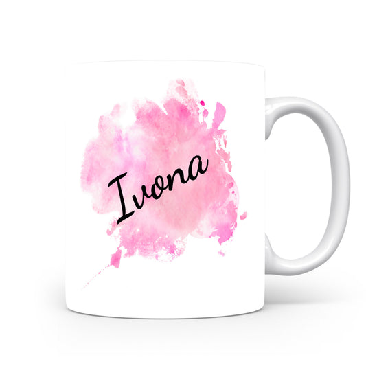 Hrnek se jménem Ivona | Růžový akvarelový hrnek