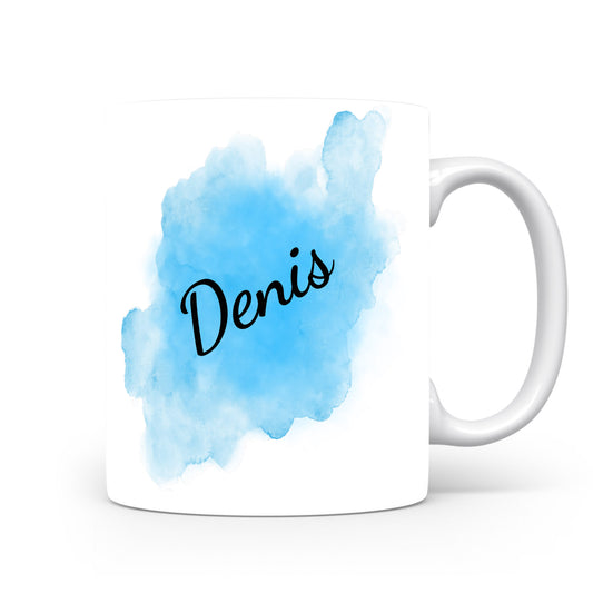 Hrnek se jménem Denis | Modrý akvarelový hrnek