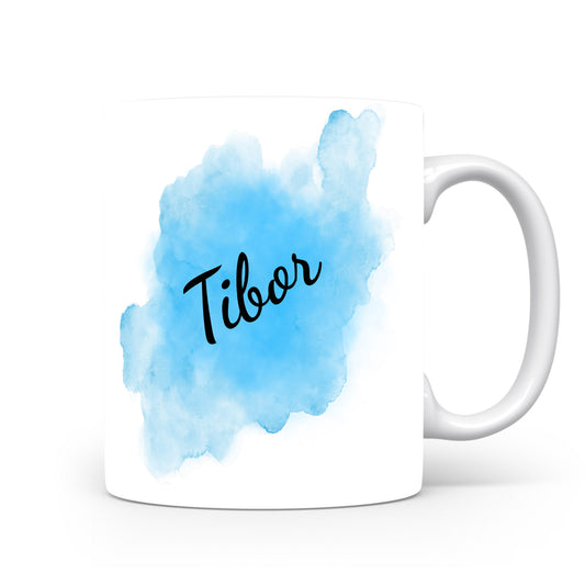 Hrnek se jménem Tibor | Modrý akvarelový hrnek