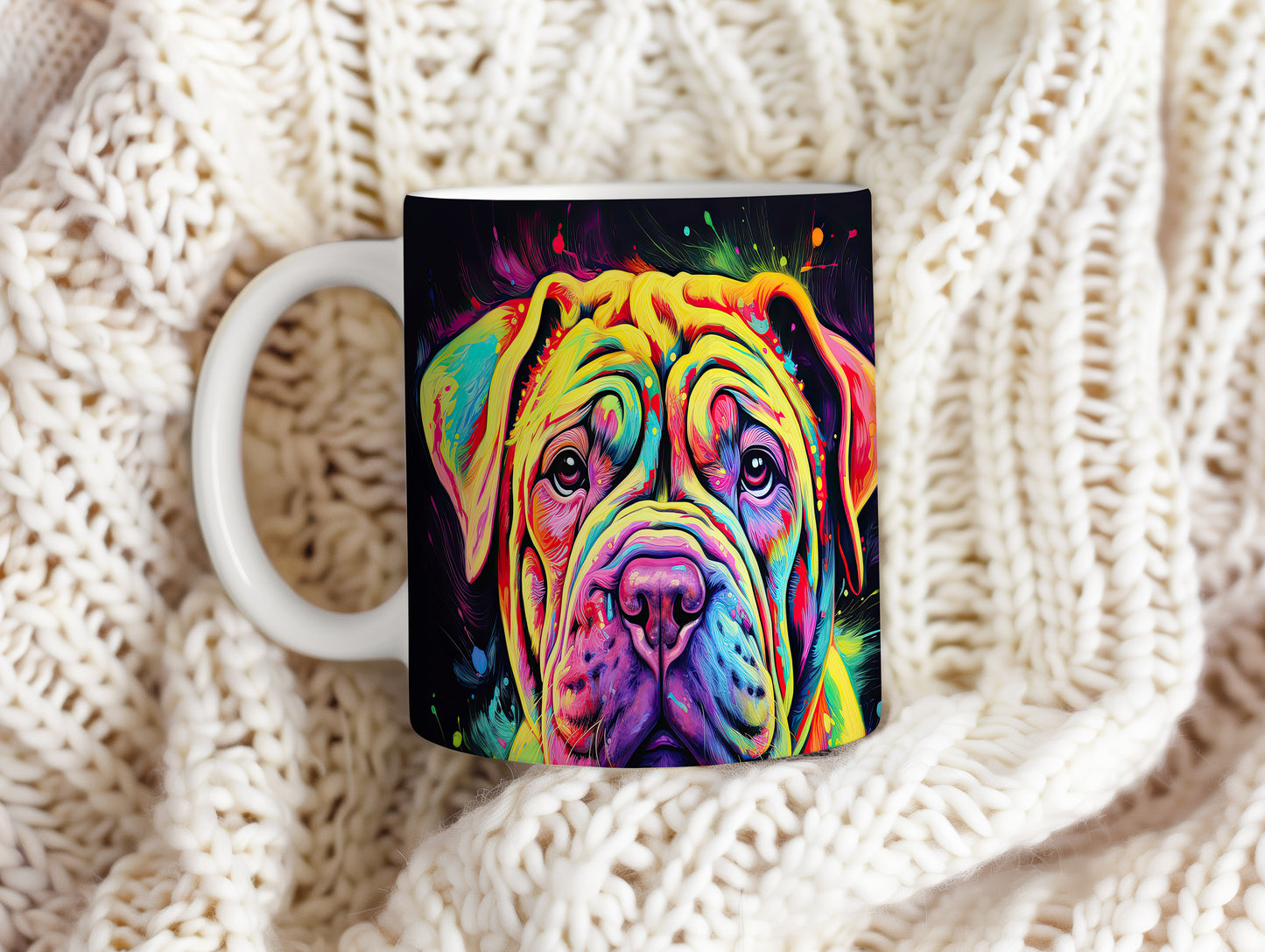 Hrnek s barevným motivem psa Shar Pei