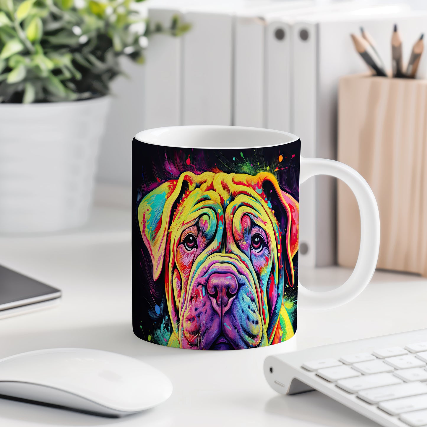 Hrnek s barevným motivem psa Shar Pei