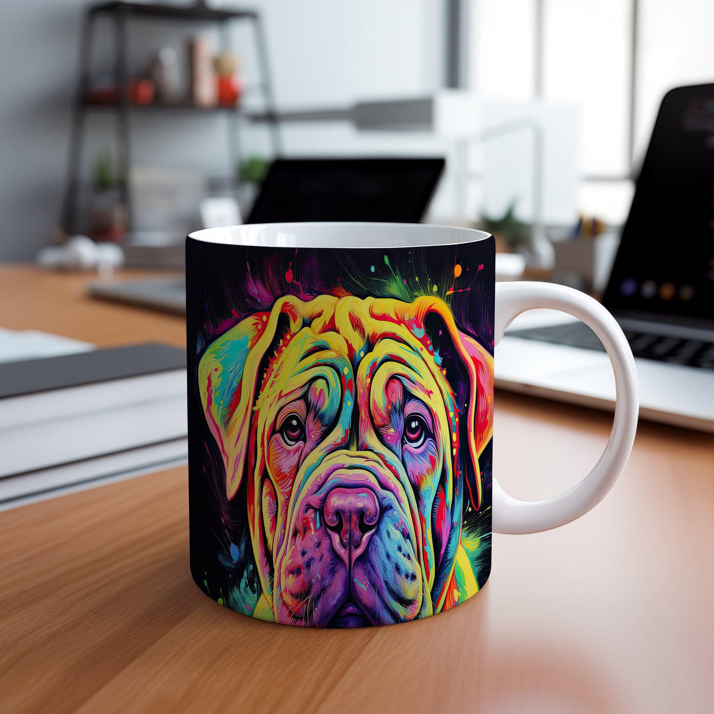 Hrnek s barevným motivem psa Shar Pei