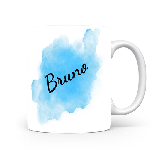 Hrnek se jménem Bruno | Modrý akvarelový hrnek