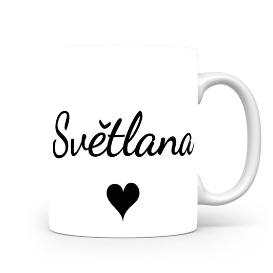 Hrnek se jménem Světлана | Romantický hrnek se srdcem