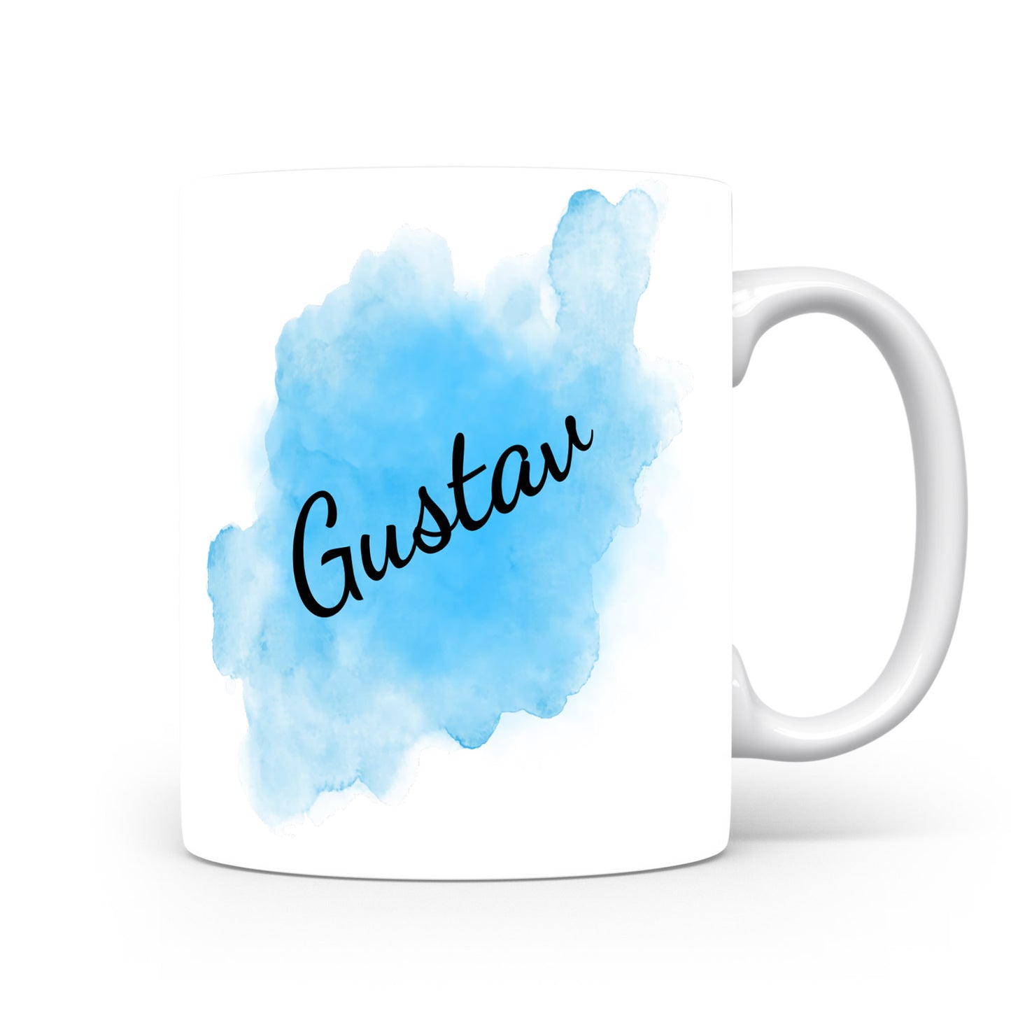 Hrnek se jménem Gustav | Modrý akvarelový hrnek