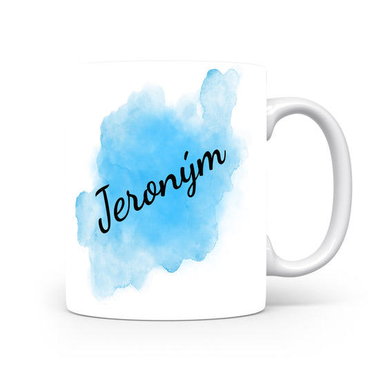 Hrnek se jménem Jeroným | Modrý akvarelový hrnek