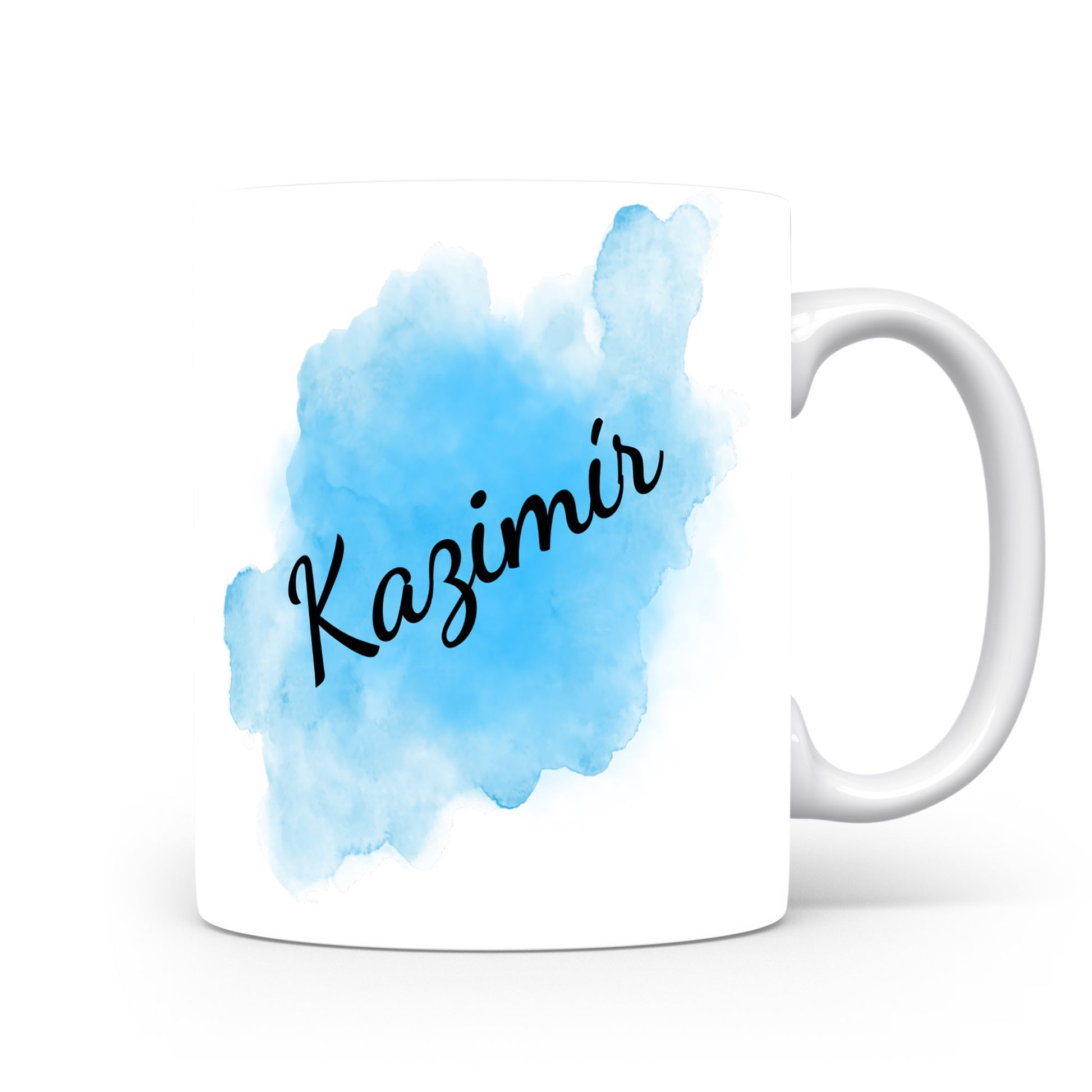 Hrnek se jménem Kazimír | Modrý akvarelový hrnek