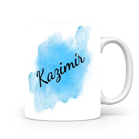 Hrnek se jménem Kazimír | Modrý akvarelový hrnek