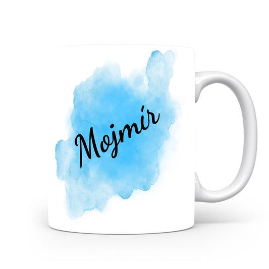 Hrnek se jménem Mojmír | Modrý akvarelový hrnek