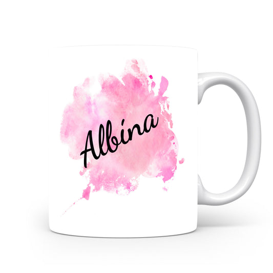 Hrnek se jménem Albína | Růžový akvarelový hrnek