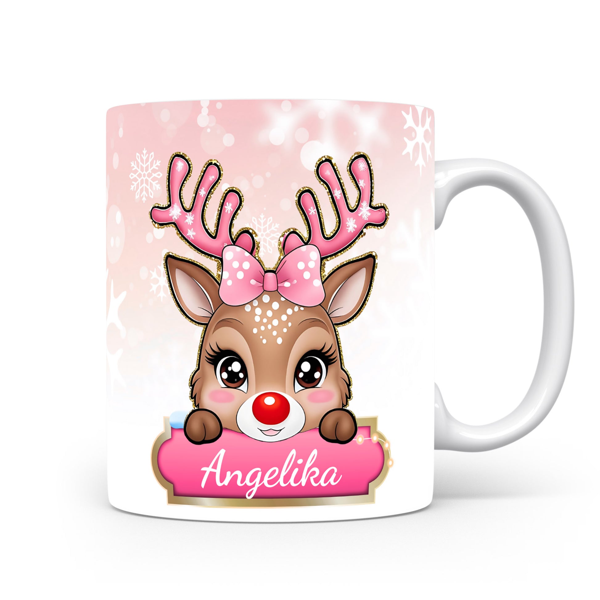 Dětský hrnek se jménem Angelika | Sobí motiv pro holky