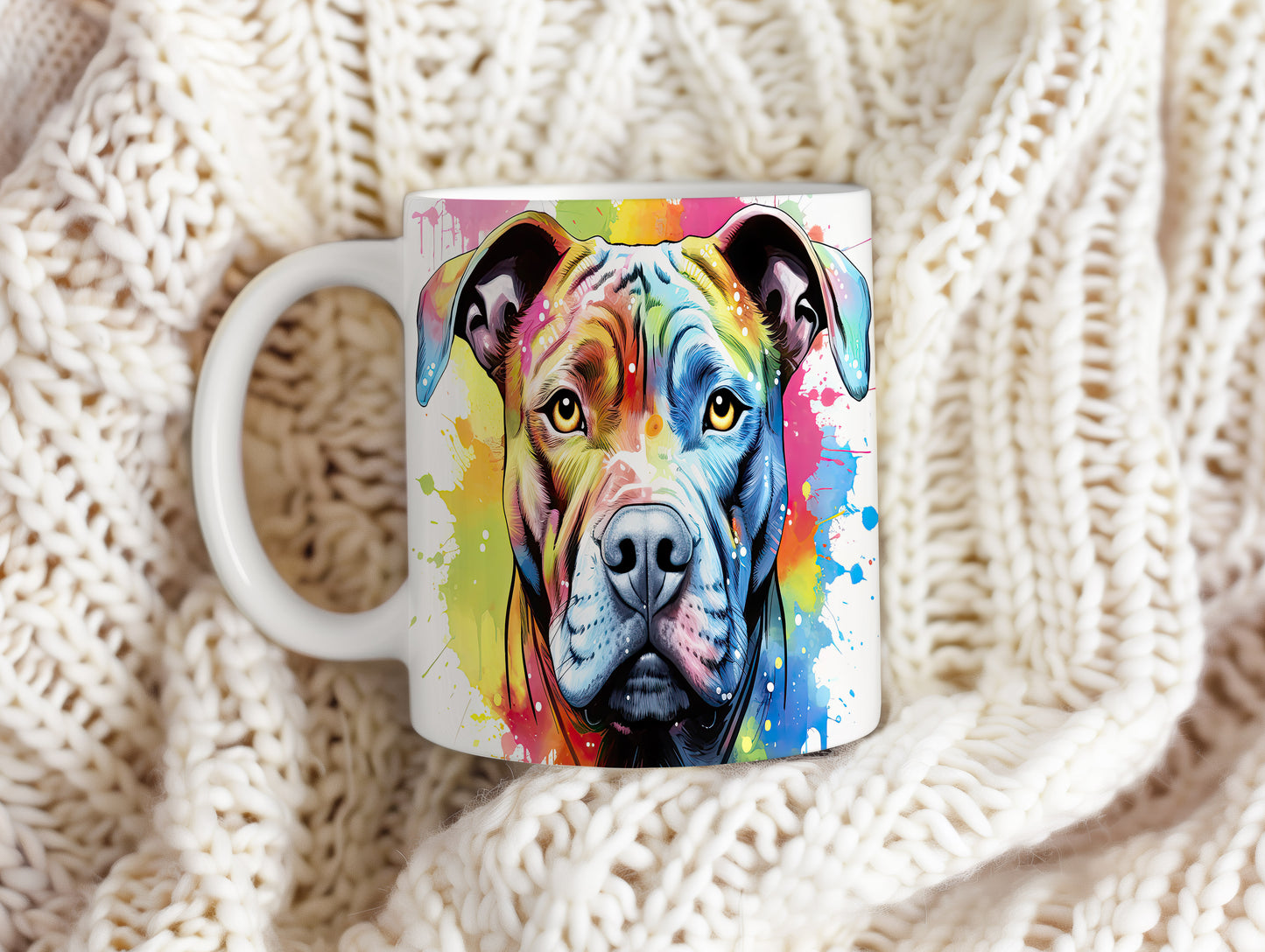 Hrnek americký pitbulteriér v duhových barvách