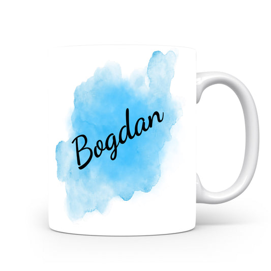 Hrnek se jménem Bogdan | Modrý akvarelový hrnek