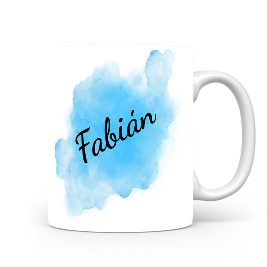 Hrnek se jménem Fabián | Modrý akvarelový hrnek