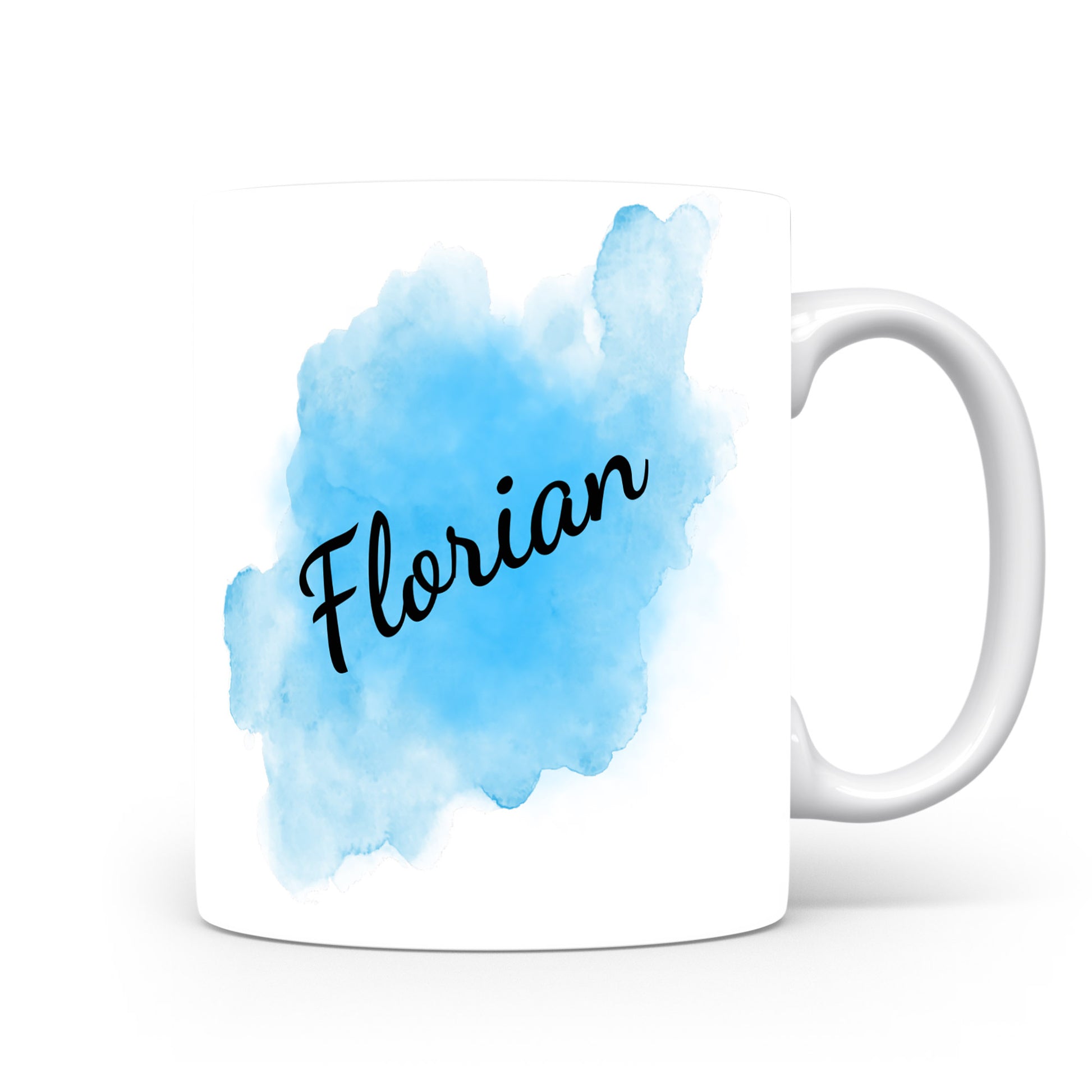 Hrnek se jménem Florian | Modrý akvarelový hrnek