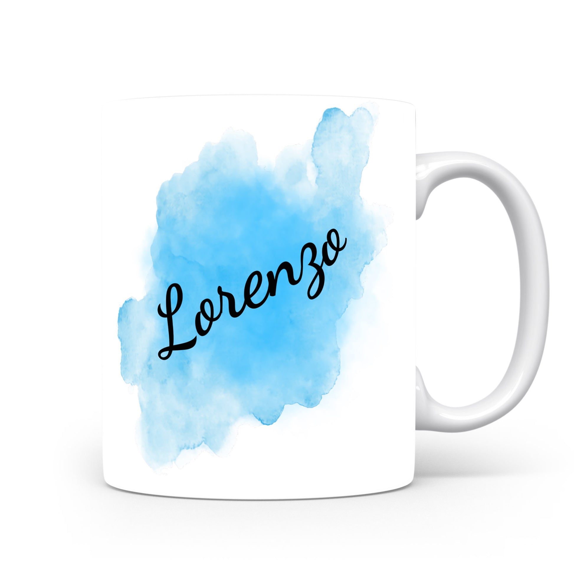 Hrnek se jménem Lorenzo | Modrý akvarelový hrnek