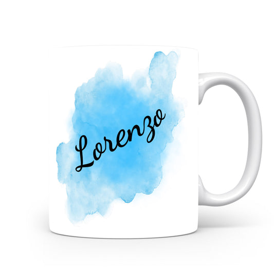 Hrnek se jménem Lorenzo | Modrý akvarelový hrnek