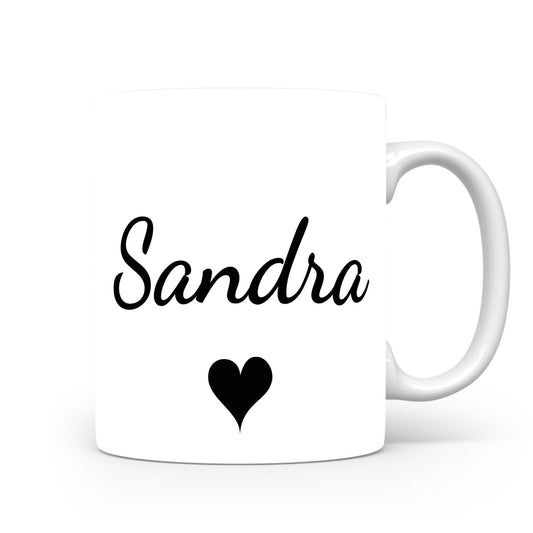 Hrnek se jménem Sandra | Romantický hrnek se srdcem