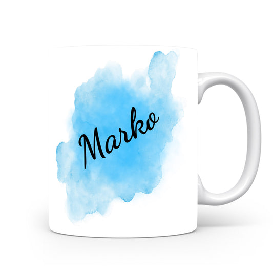 Hrnek se jménem Marko | Modrý akvarelový hrnek