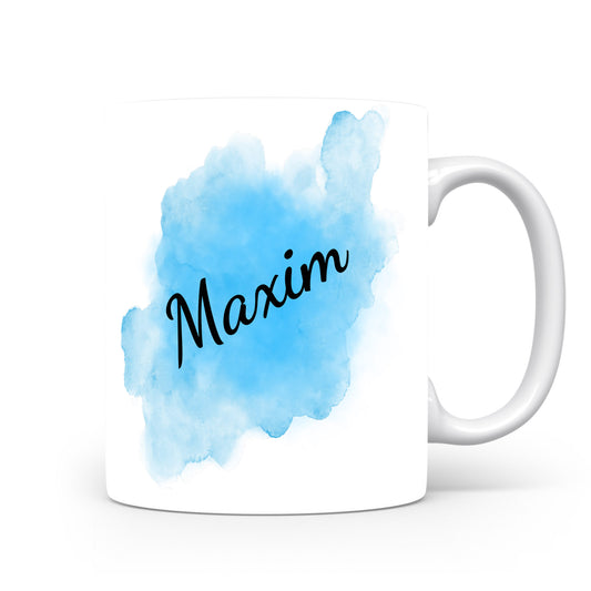 Hrnek se jménem Maxim | Modrý akvarelový hrnek