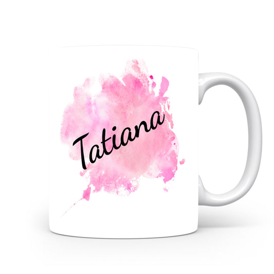 Hrnek se jménem Tatiana | Růžový akvarelový hrnek