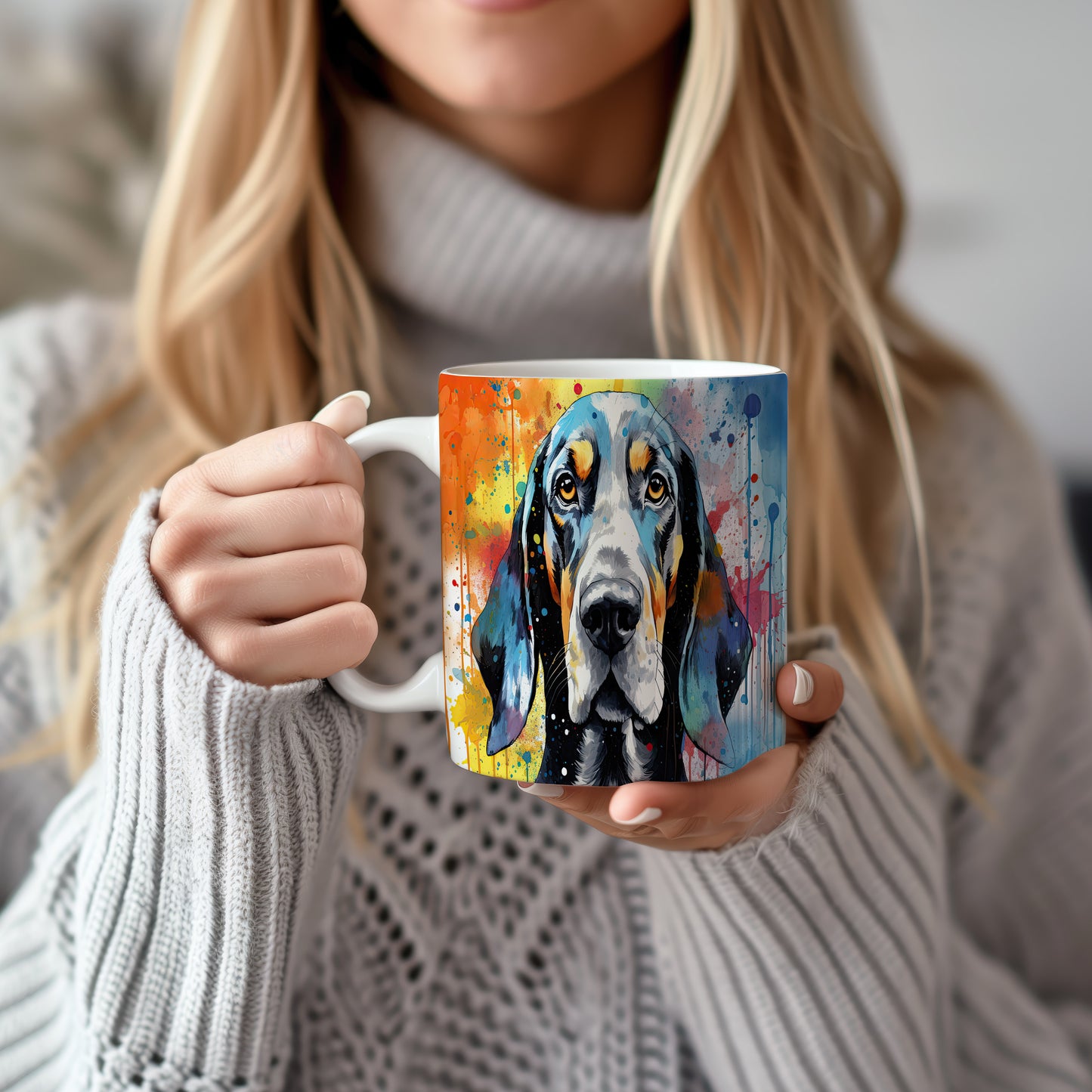 Hrnek s coonhound v uměleckém stylu